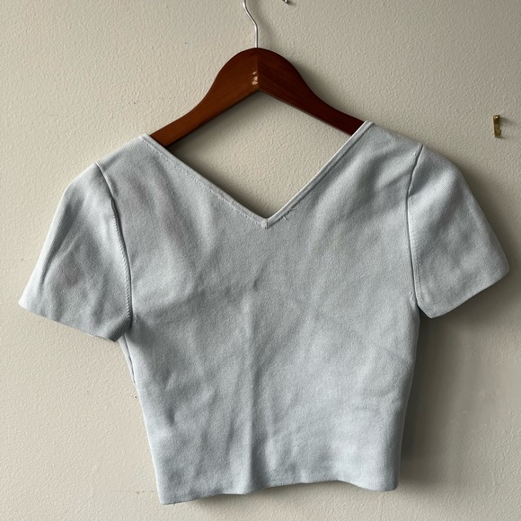 Blue Wrap Crop Top - Picture 2 of 3